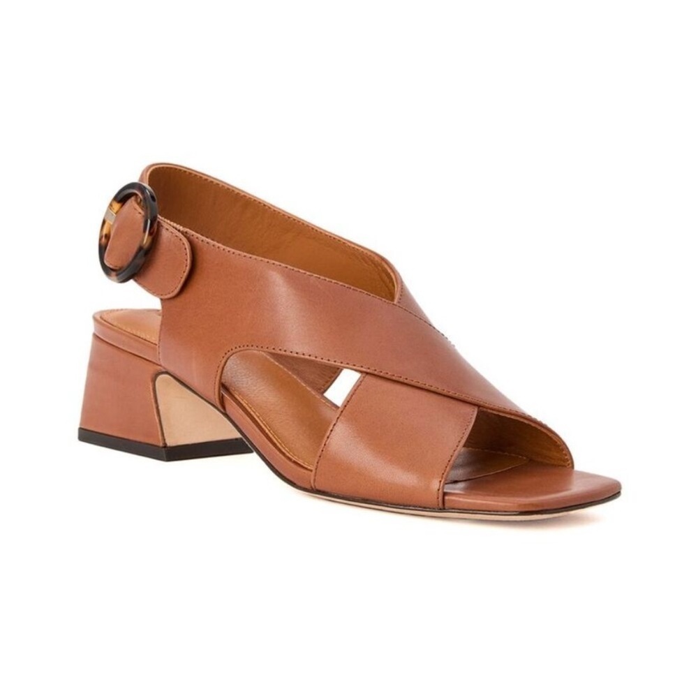 J MCLAUGHLIN Jessamine Leather Sandal Cognac Brown Buckle Sz 9.5 NEW
